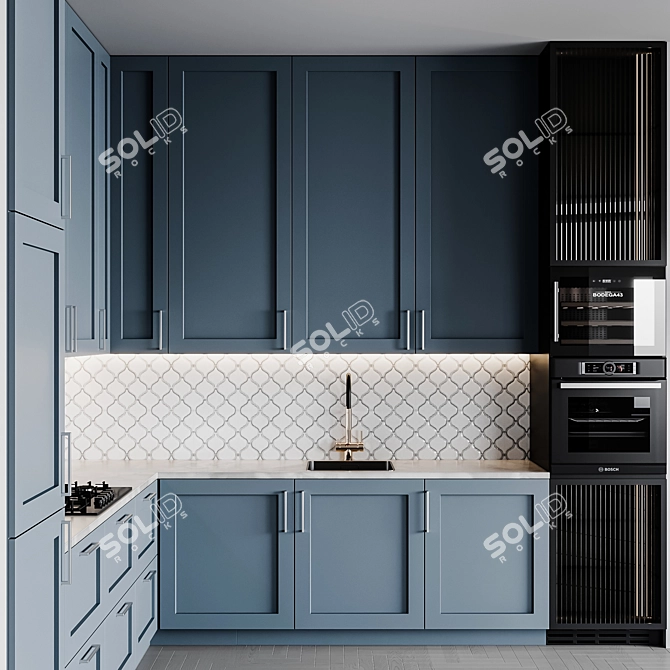 Adjustable Modular Kitchen Unit 3D model image 2