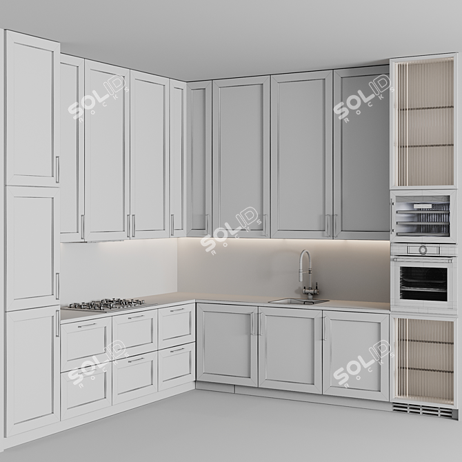 Adjustable Modular Kitchen Unit 3D model image 6