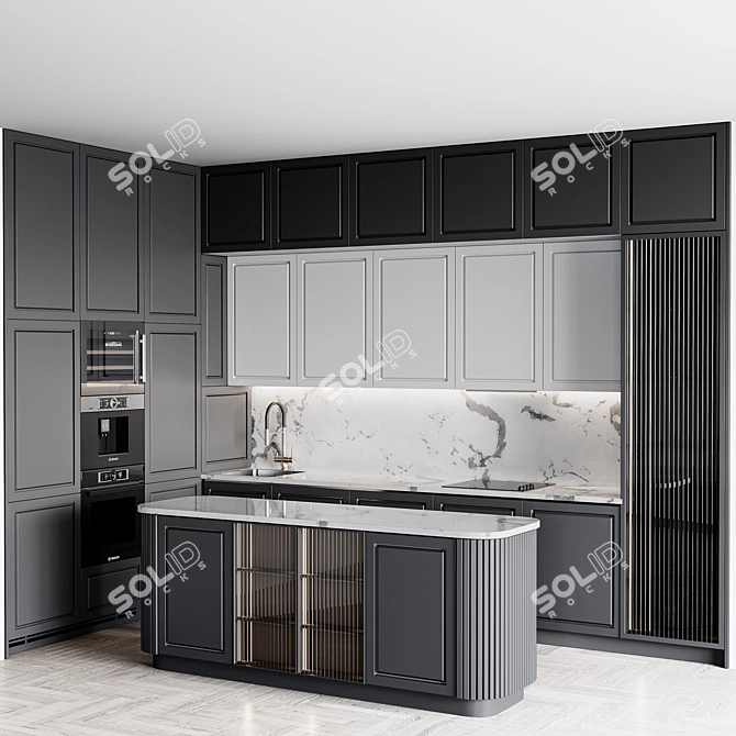 Customizable Modern Kitchen Unit 3D model image 2