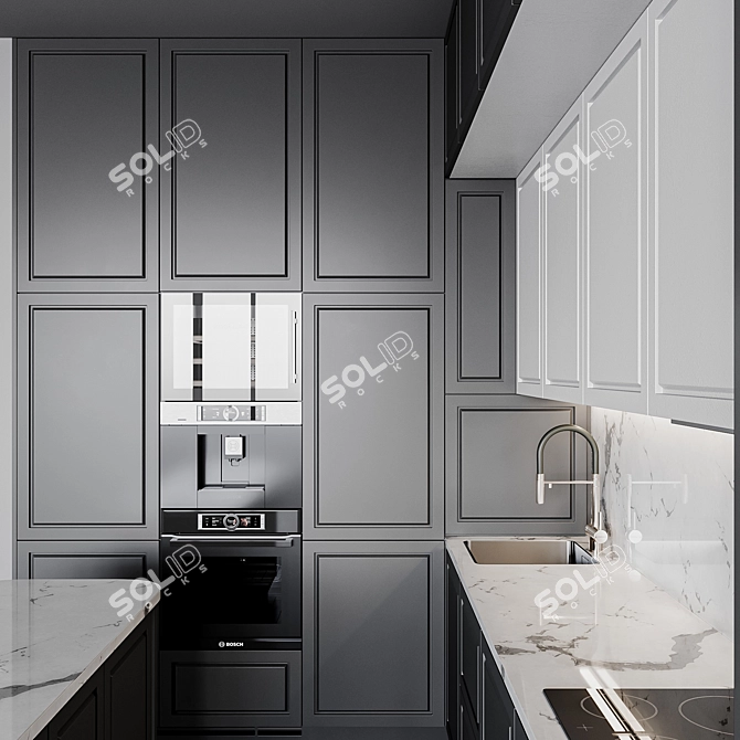 Customizable Modern Kitchen Unit 3D model image 3