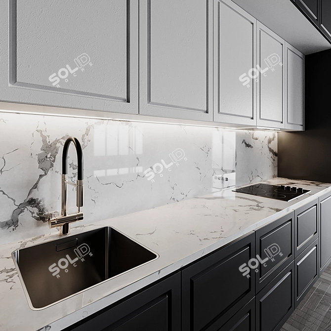 Customizable Modern Kitchen Unit 3D model image 4