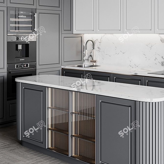 Customizable Modern Kitchen Unit 3D model image 6