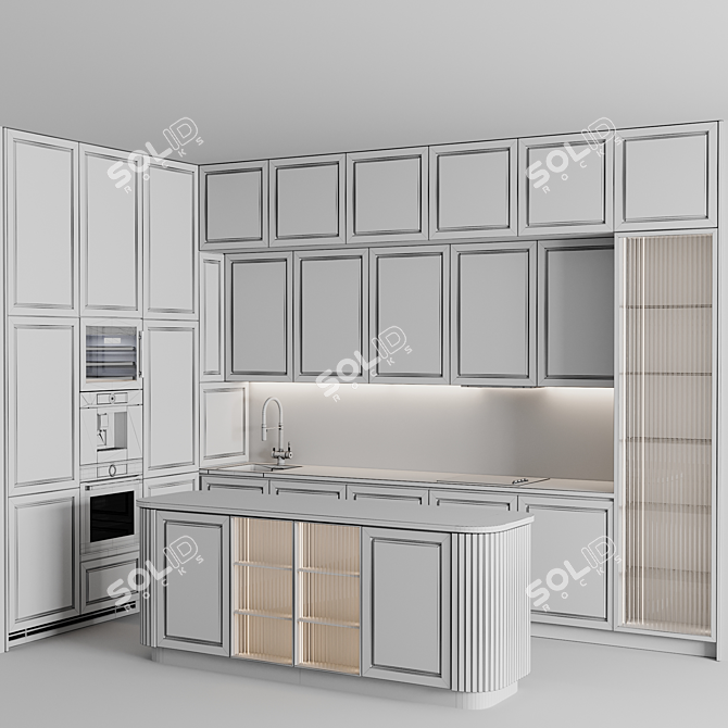 Customizable Modern Kitchen Unit 3D model image 1