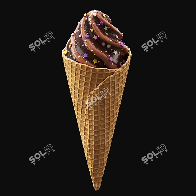 Colorful Ice Cream Cones Kit 3D model image 2