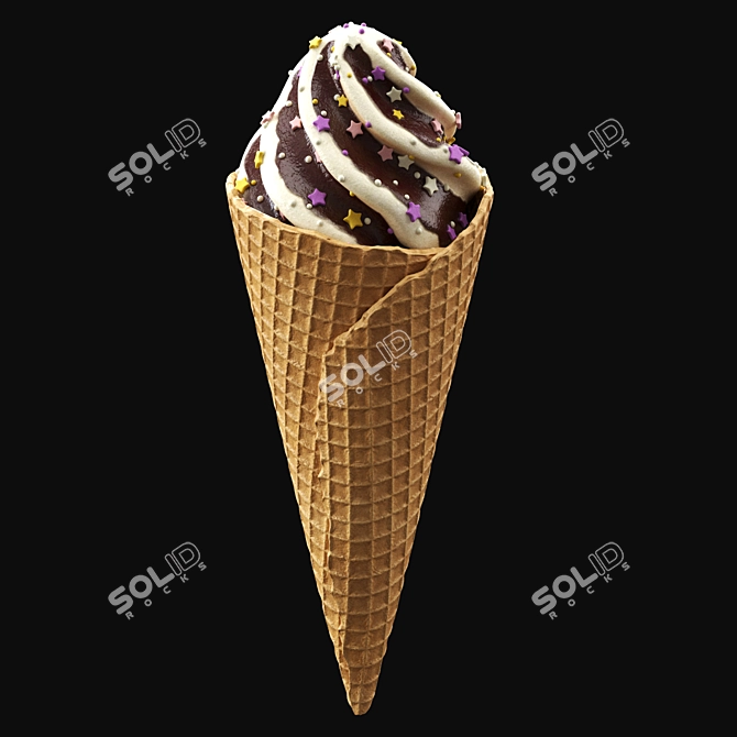 Colorful Ice Cream Cones Kit 3D model image 3