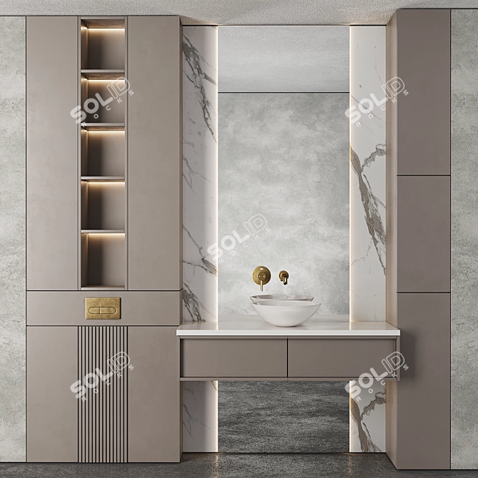 Modern Bathroom Furniture Set 15 3D model image 2