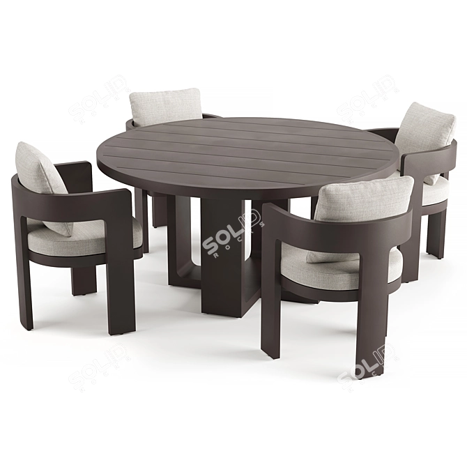  Bronte Aluminum Round Dining Table 3D model image 2