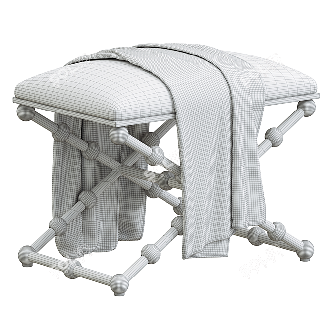 Elegant Pearl Small Bench 3D model image 3