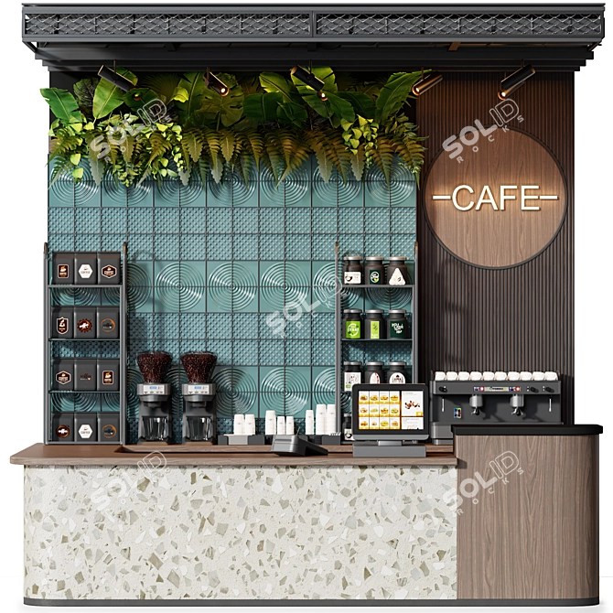 Title: Modern Style Cafe Interior 3D model image 1