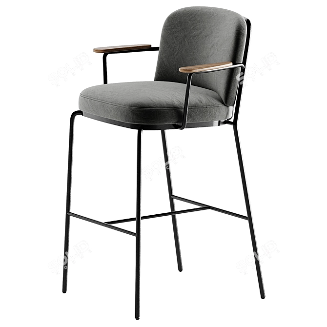 Ergonomic Chic Metal Upholstered Stool 3D model image 3