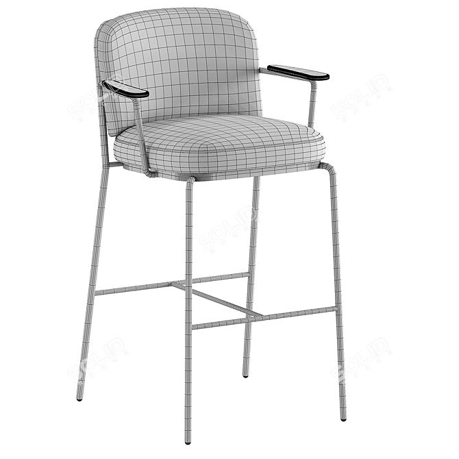 Ergonomic Chic Metal Upholstered Stool 3D model image 4