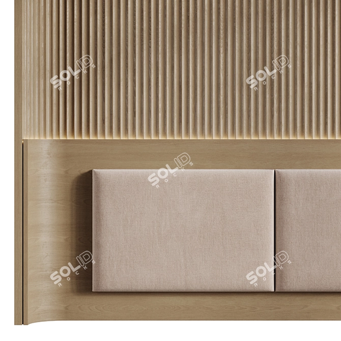 Custom Wood Panel Headboard 3D model image 4