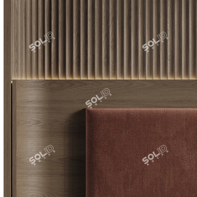 Custom Wood Panel Headboard 3D model image 5