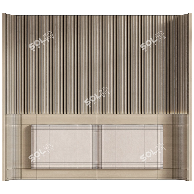 Custom Wood Panel Headboard 3D model image 6