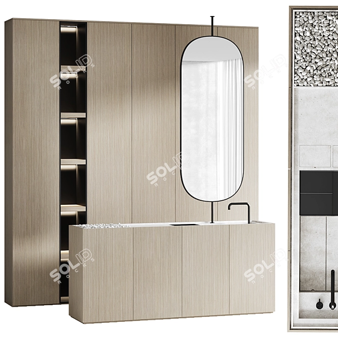 Sleek Bathroom Vanity & Storage 3D model image 1