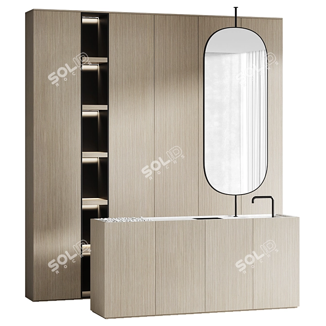 Sleek Bathroom Vanity & Storage 3D model image 3