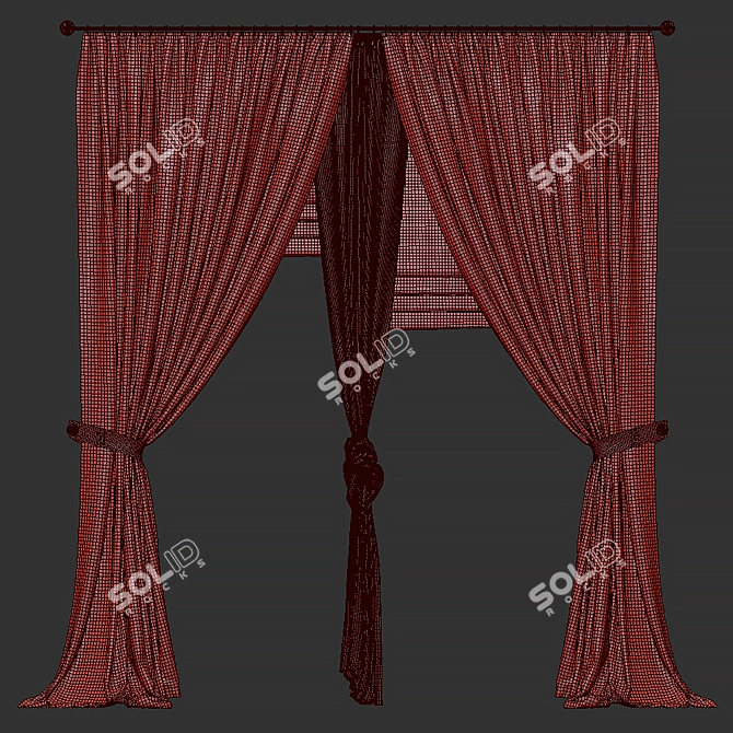 Elegant Grey Sheer Window Panel 3D model image 2