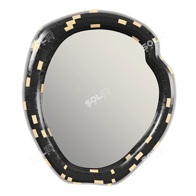 Handcrafted Black Horn Mosaic Mirror 3D model image 1