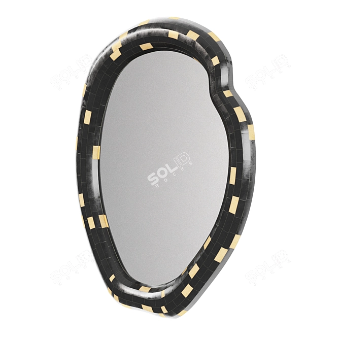 Handcrafted Black Horn Mosaic Mirror 3D model image 2