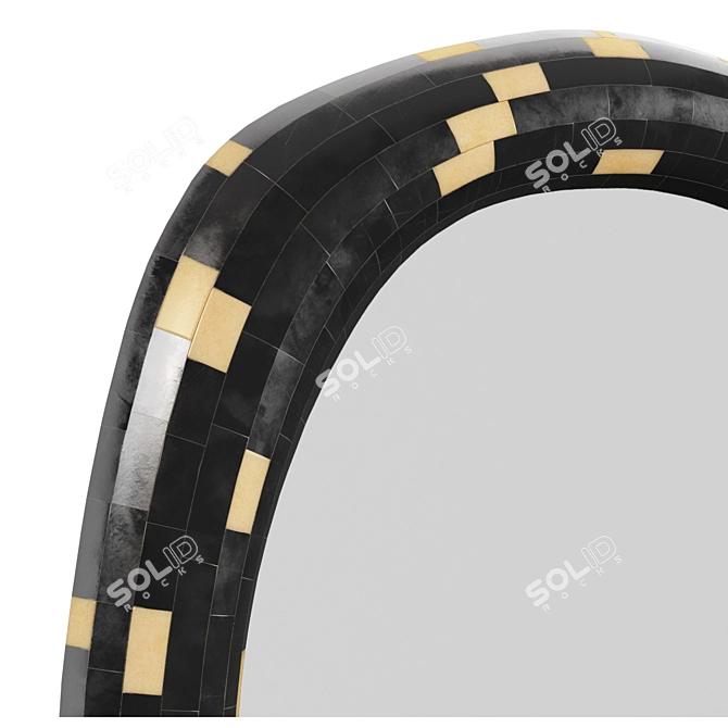 Handcrafted Black Horn Mosaic Mirror 3D model image 3