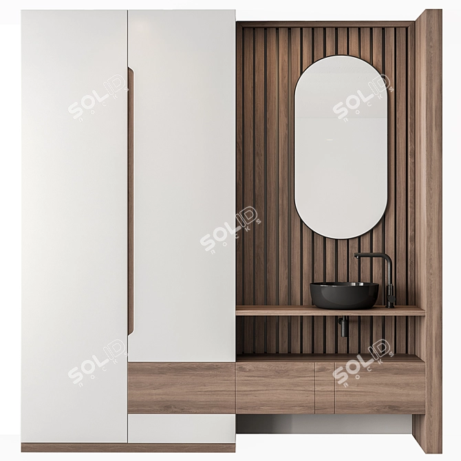 Stone Wall Bathroom Set - 60 3D model image 2