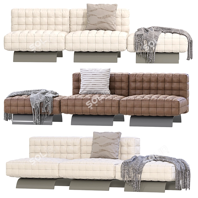 Modern Minotti Twiggy Modular Sofa 3D model image 2