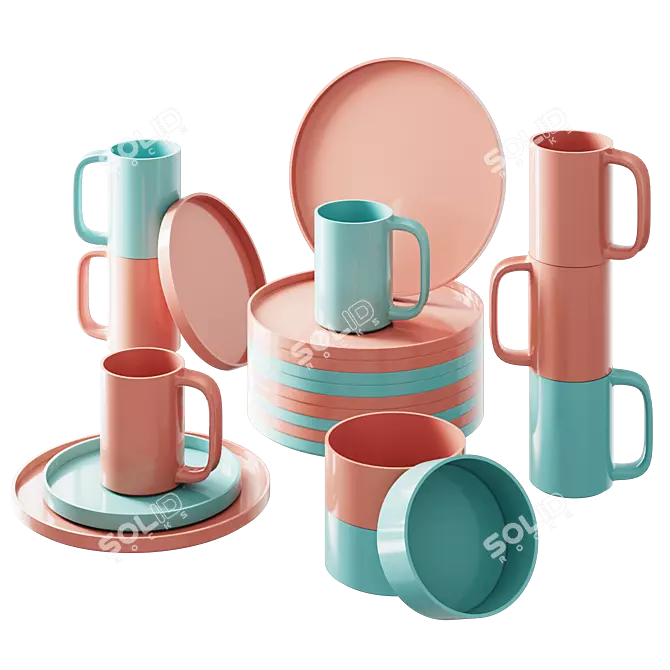  Vignelli Hellerware Dinnerware Set 3D model image 1