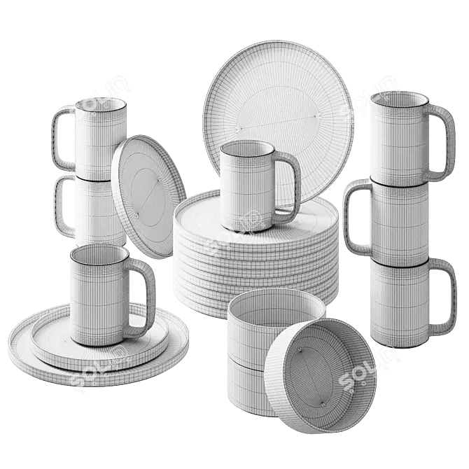  Vignelli Hellerware Dinnerware Set 3D model image 3