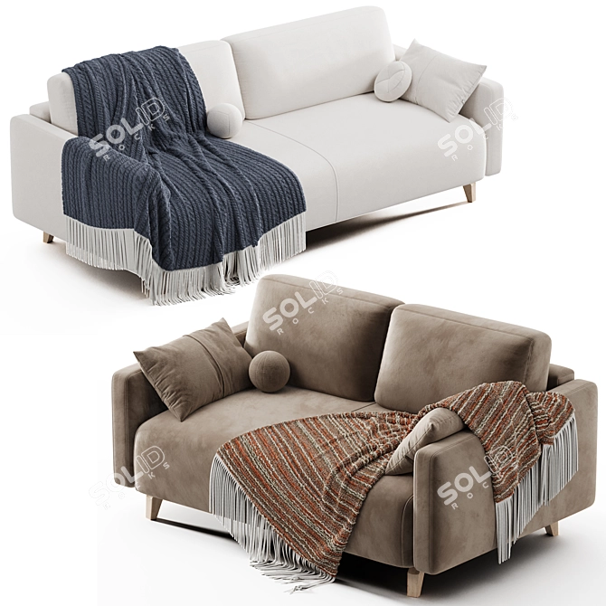 Modern Lieri Sofa with UV Mapping 3D model image 6