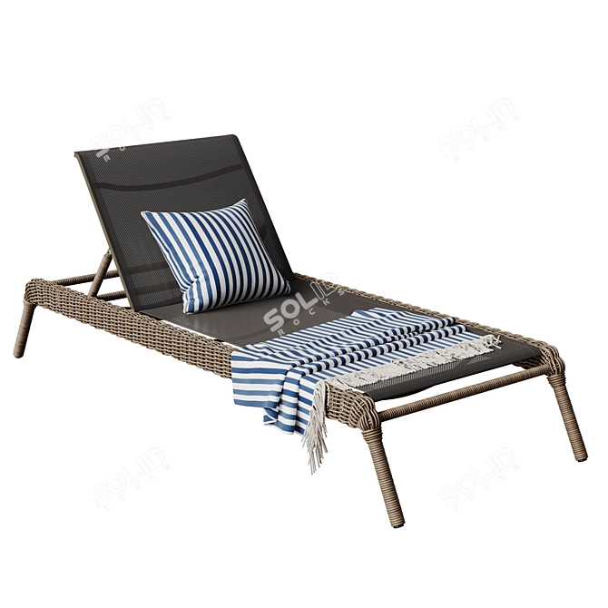 Outdoor Wicker Chaise Lounge Stackable 3D model image 1