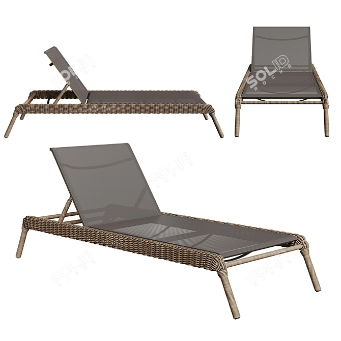 Outdoor Wicker Chaise Lounge Stackable 3D model image 2