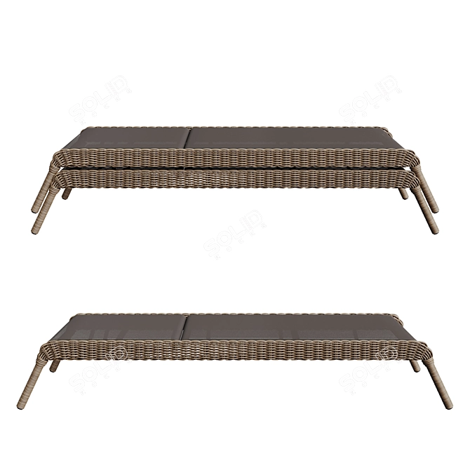 Outdoor Wicker Chaise Lounge Stackable 3D model image 3