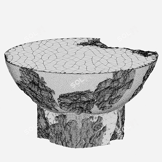 Custom Stone Garden Table, Hipoly 3D model image 4