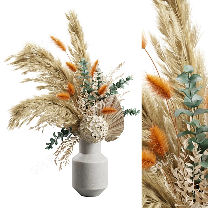 Elegant Pampas Vase Bouquet Display 3D model image 1