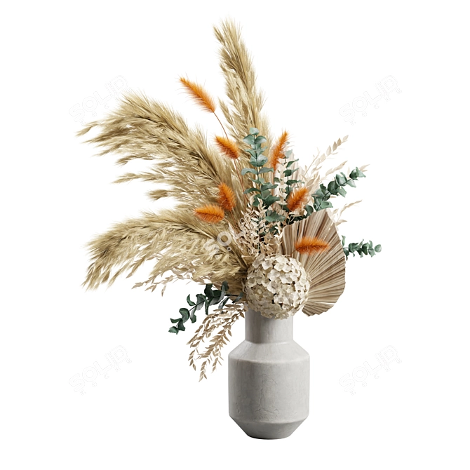 Elegant Pampas Vase Bouquet Display 3D model image 2