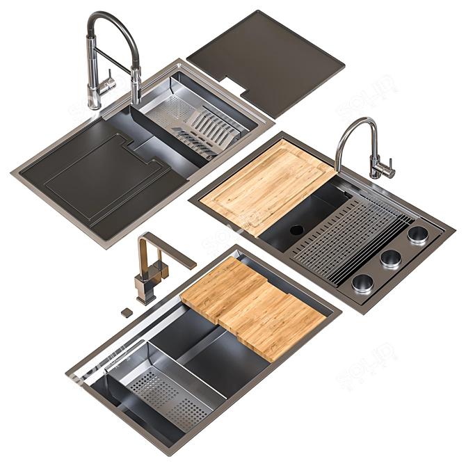 Artinox 3-Piece Sink Set 3D model image 1