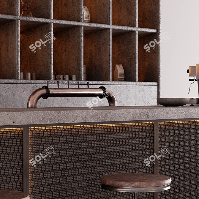 Industrial Style Bar Counter 3D model image 4