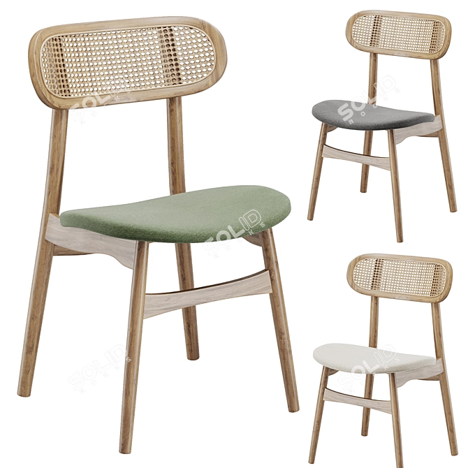  Stylish Rattan Dining Chair 3D model image 3