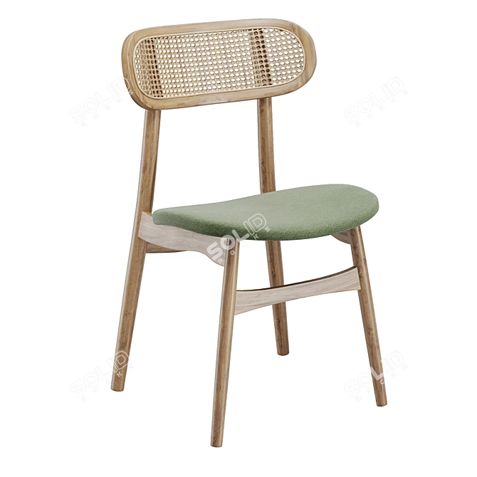  Stylish Rattan Dining Chair 3D model image 4