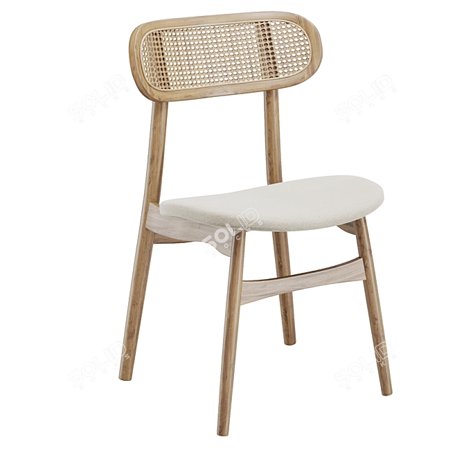  Stylish Rattan Dining Chair 3D model image 6