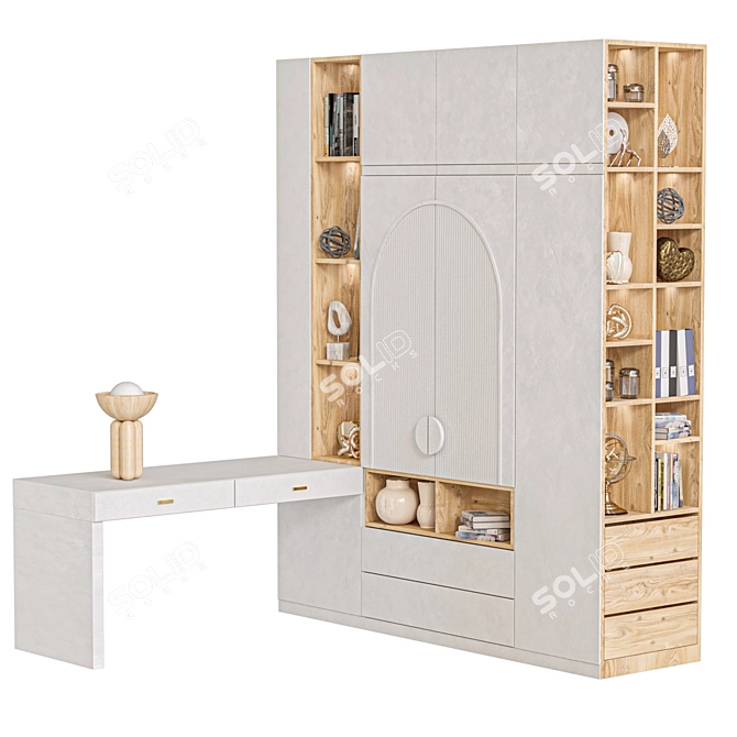 Decorated Cabinet & Book Models 3D model image 1