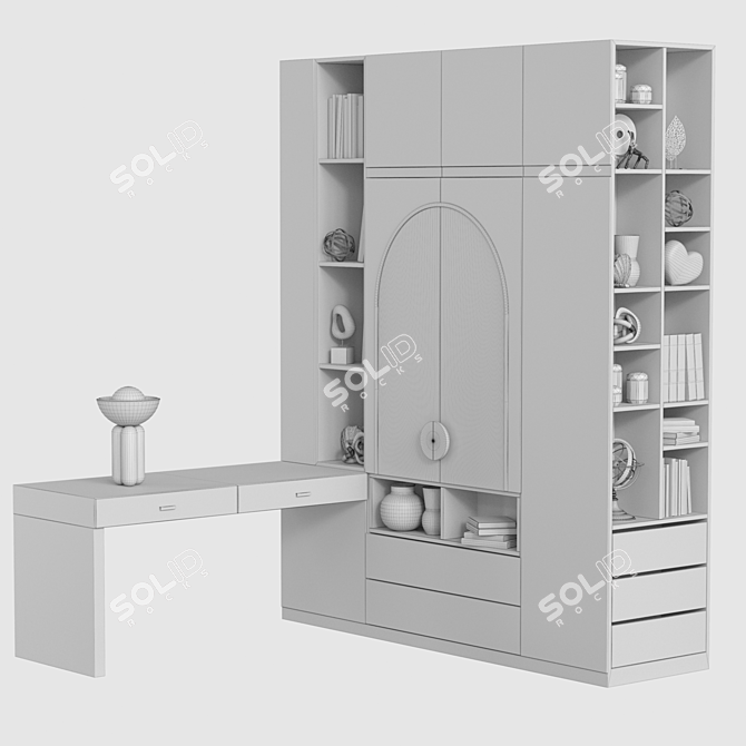 Decorated Cabinet & Book Models 3D model image 3