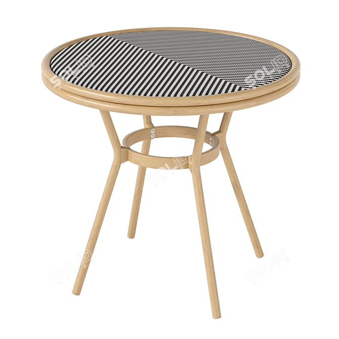 French-style Woven Plastic Garden Table 3D model image 1