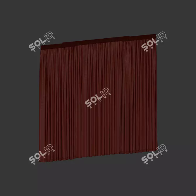 Fabric Curtain and Voile Set 3D model image 7