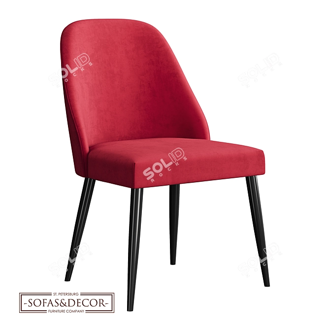 Customizable Velvet Dining Chair 3D model image 1