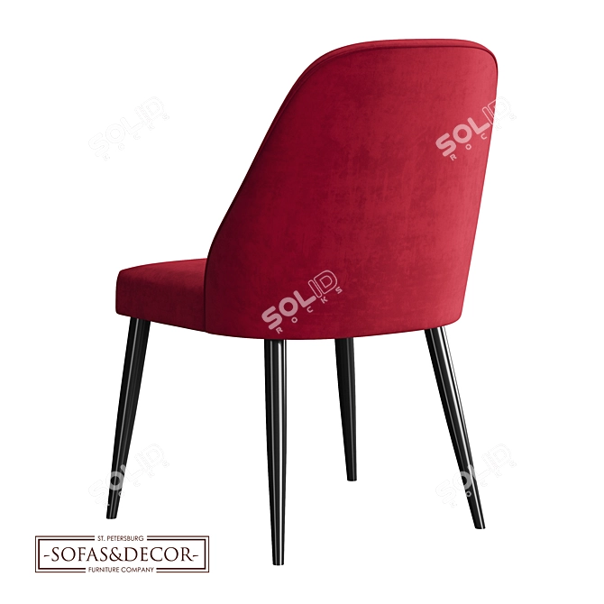 Customizable Velvet Dining Chair 3D model image 2