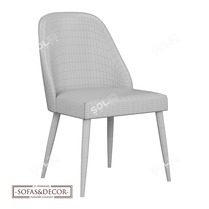 Customizable Velvet Dining Chair 3D model image 4