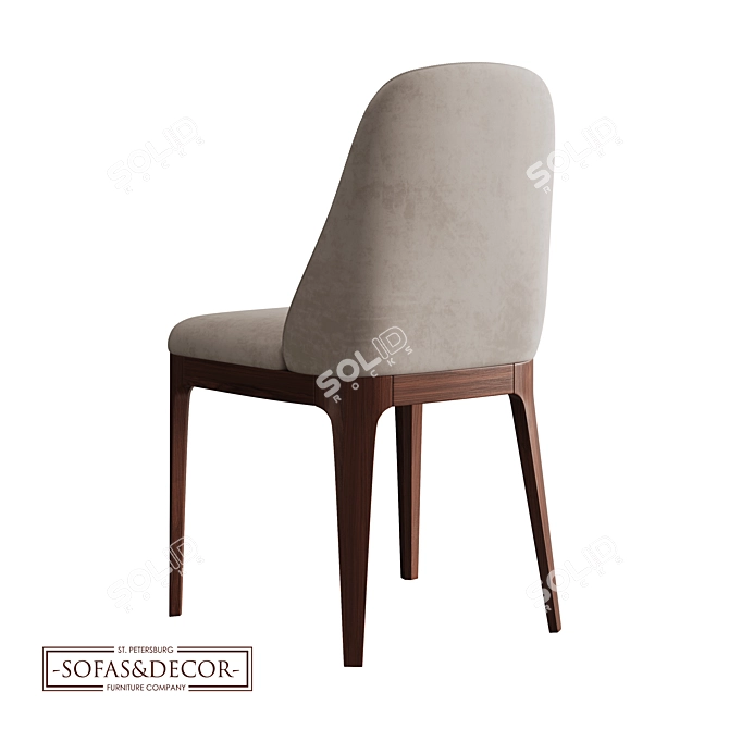 Customizable Velvet Dining Chair 3D model image 2