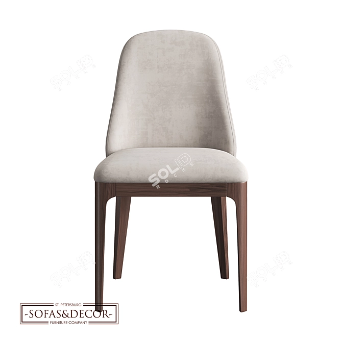 Customizable Velvet Dining Chair 3D model image 3