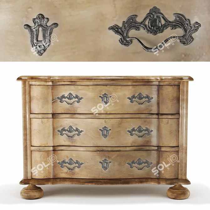 Luxury Gustave III Chest Drawers 3D model image 2